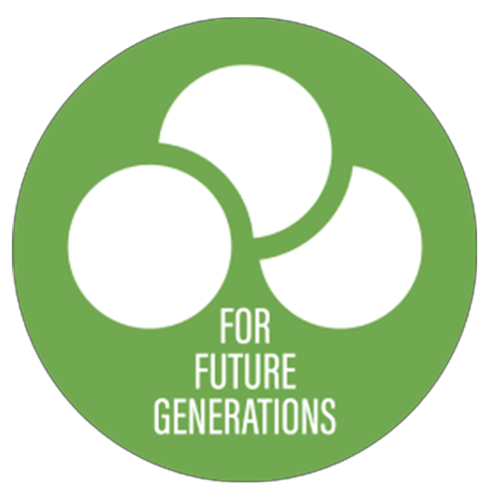 Representación del concepto de sostenibilidad de ABUS con los tres temas principales: medioambiente, economía y asuntos sociales, y la inscripción "Para las generaciones futuras" © ABUS