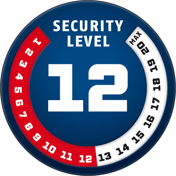 Security Level 12/20 | ABUS GLOBAL PROTECTION STANDARD ® | A higher level means more security