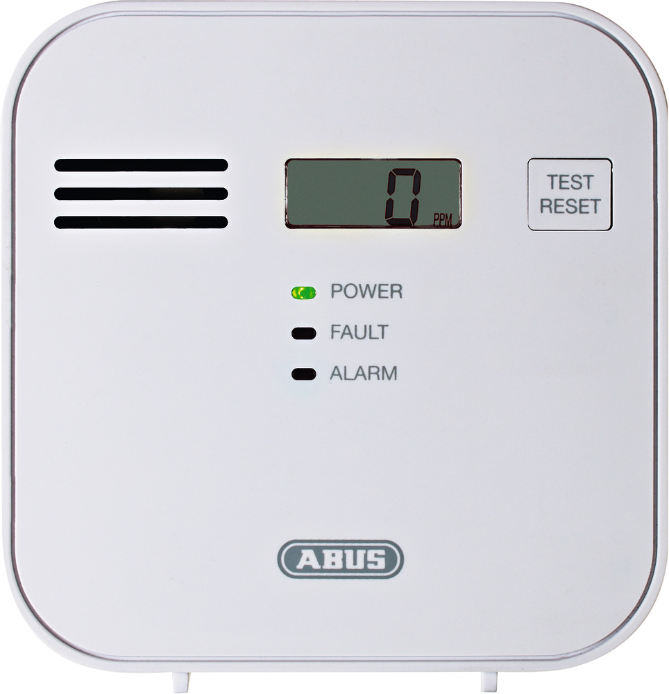 Color Blanco ABUS Detector de monóxido de Carbono COWM370 con Alarma de 85 dB 91608 Sensor de 7 años duración de la batería de 3 años 