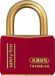 Padlock brass T84MB/40 red kd. safety first