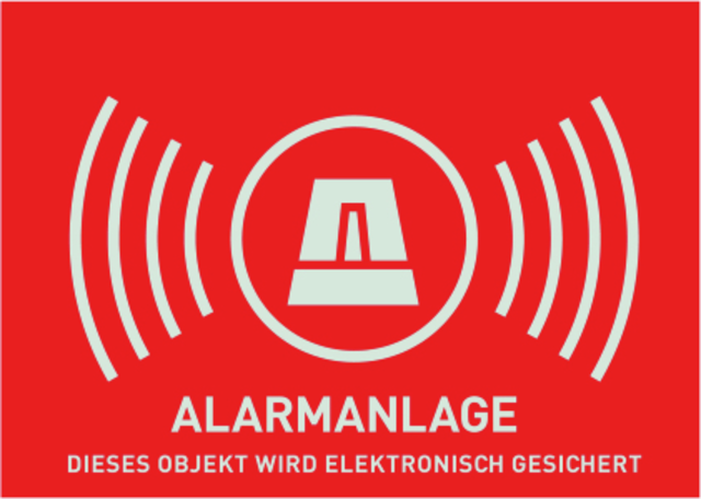 Warn-Aufkleber Alarm ohne ABUS Logo 148 x 105 mm Vorderansicht