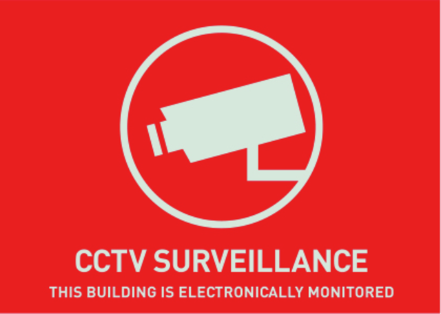 Warn-Aufkleber (UK) Videoüberwachung 74 x 52,5 mm Ansicht Rechts