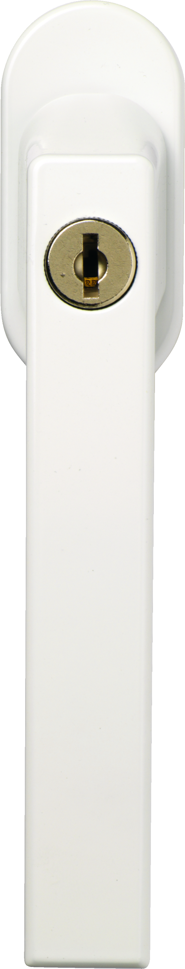 Poignée de fenêtre verrouillable FG210 blanc vue de face inclinée