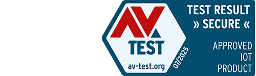 AV test seal: test result "secure" approved IoT product 07/2025 av-test.org