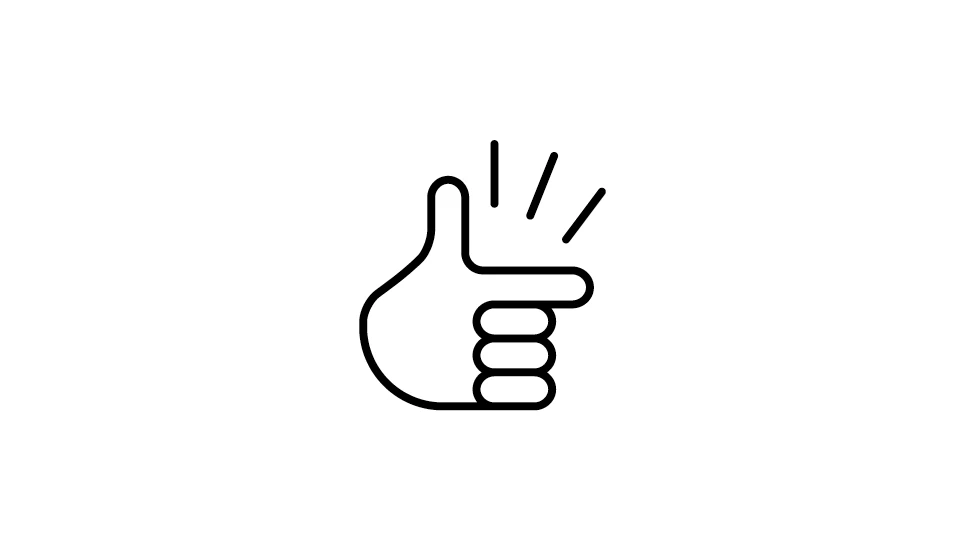 Icon Funktion: Strichzeichnung einer Hand mit hochgerecktem Daumen