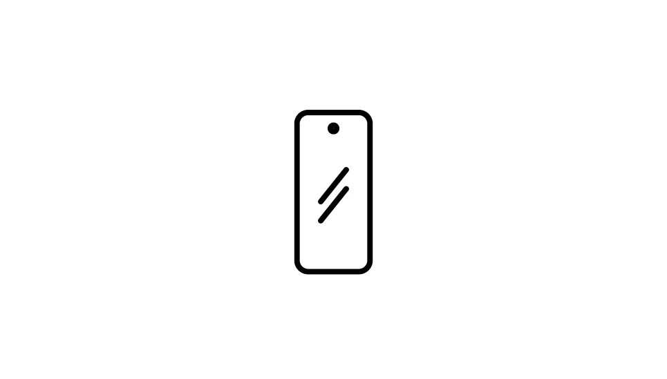 Icon Usability: Umrisszeichnung eines Smartphones, Linienfarbe schwarz