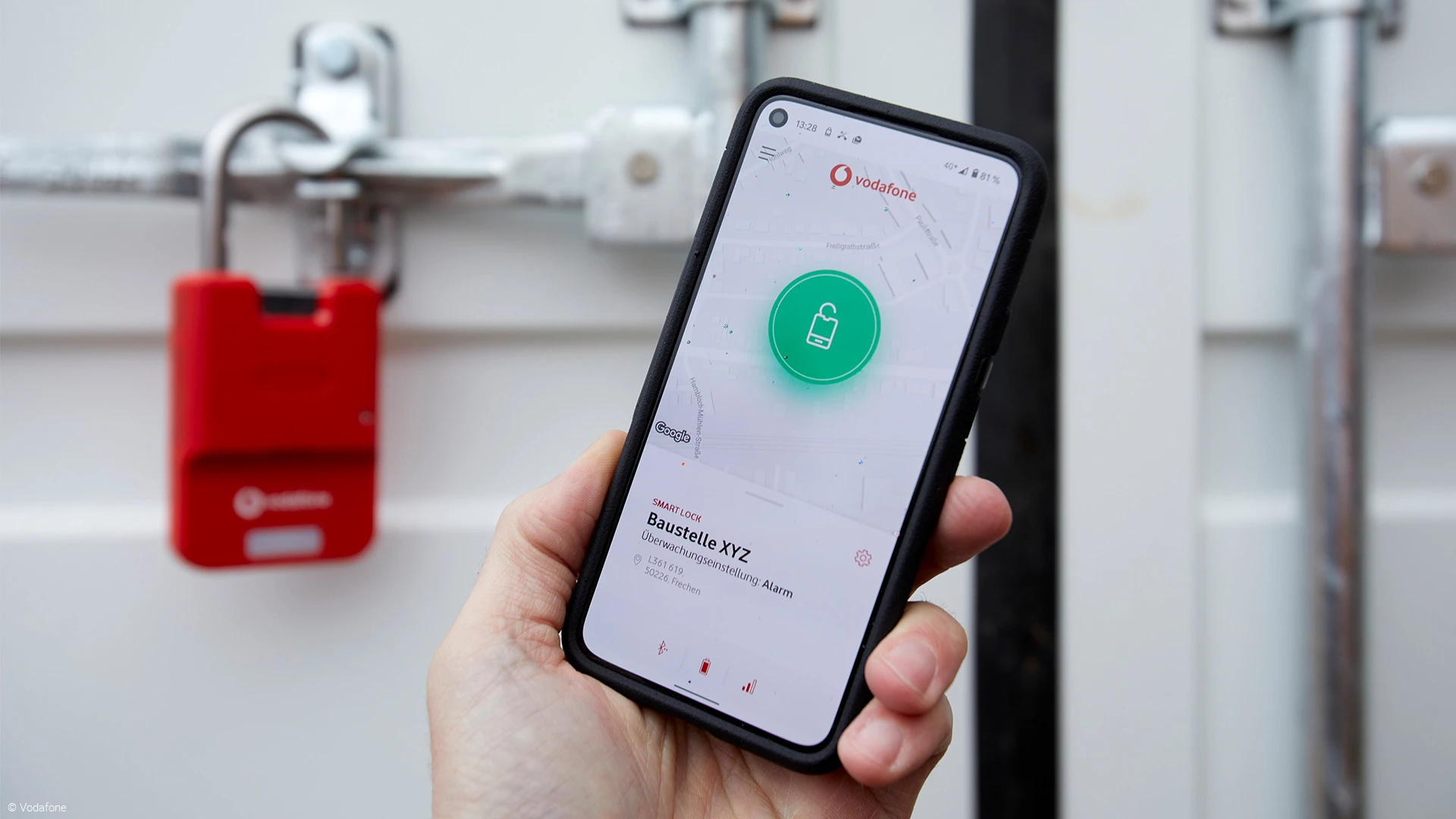 Das Vodafone Smart Lock lässt sich per App öffnen und verriegeln © Vodafone
