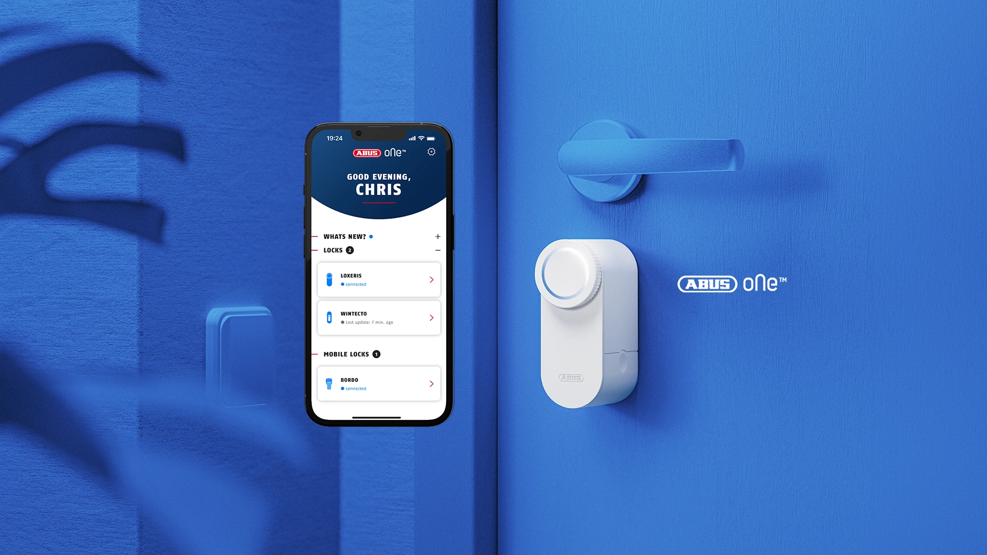 Smart door lock drive LOXERIS One in white with ABUS One app © ABUS