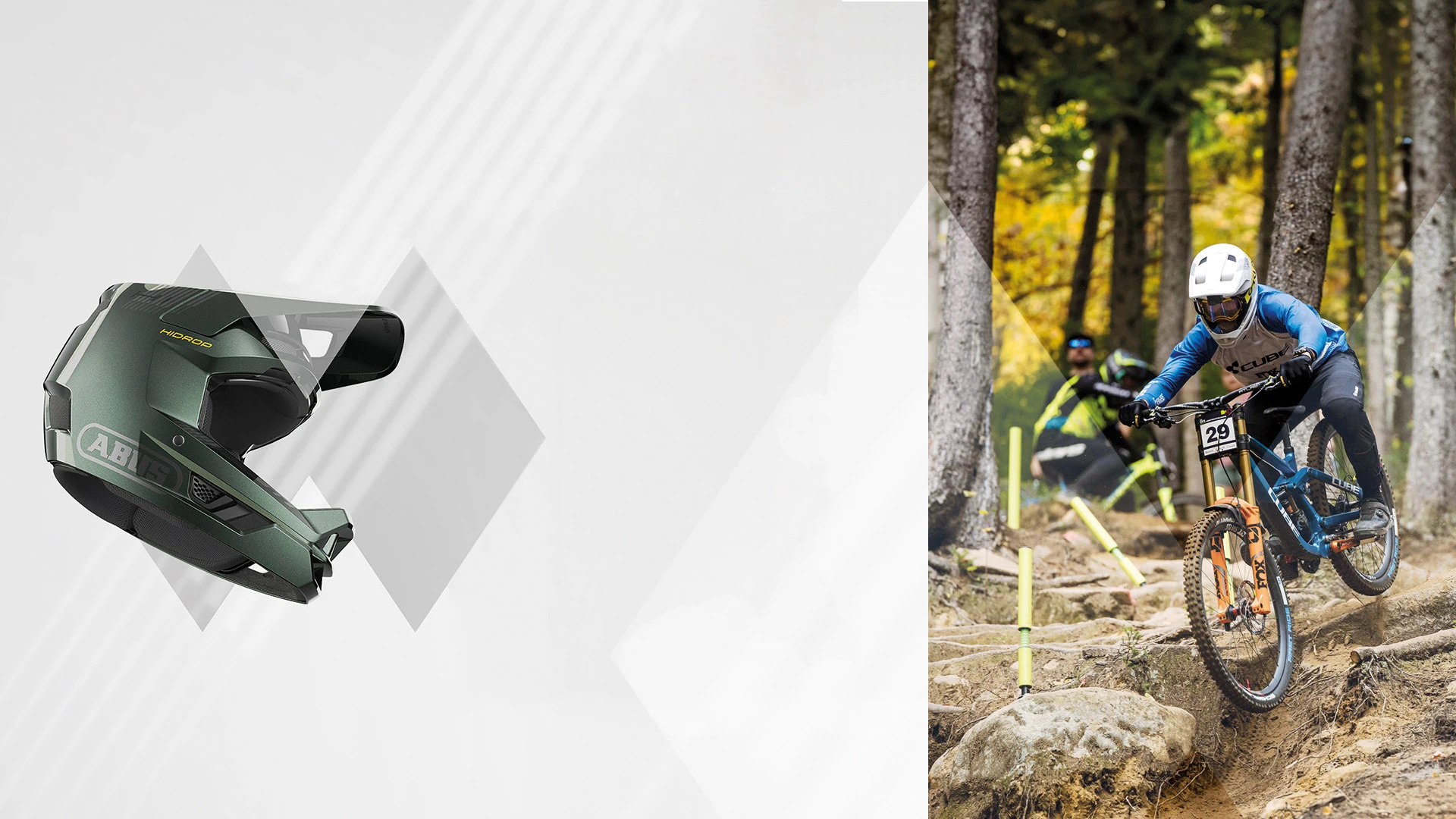 Max Hartenstern und der ABUS HiDrop beim Downhill Rennen ©ABUS/Boris Beyer