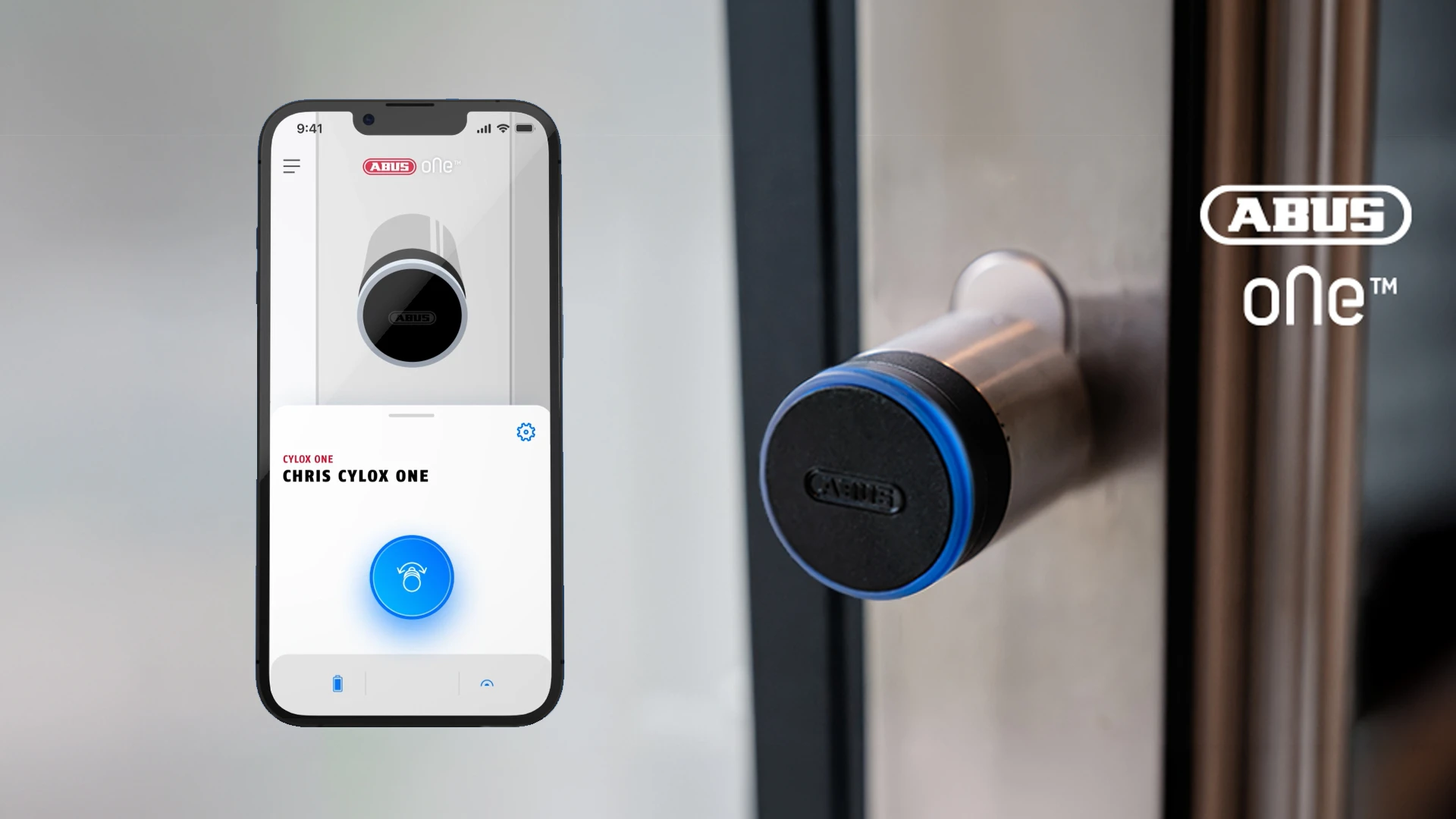 Elektronisk ABUS-dørlås med styring via smarttelefon gjennom ABUS One-appen. © ABUS
