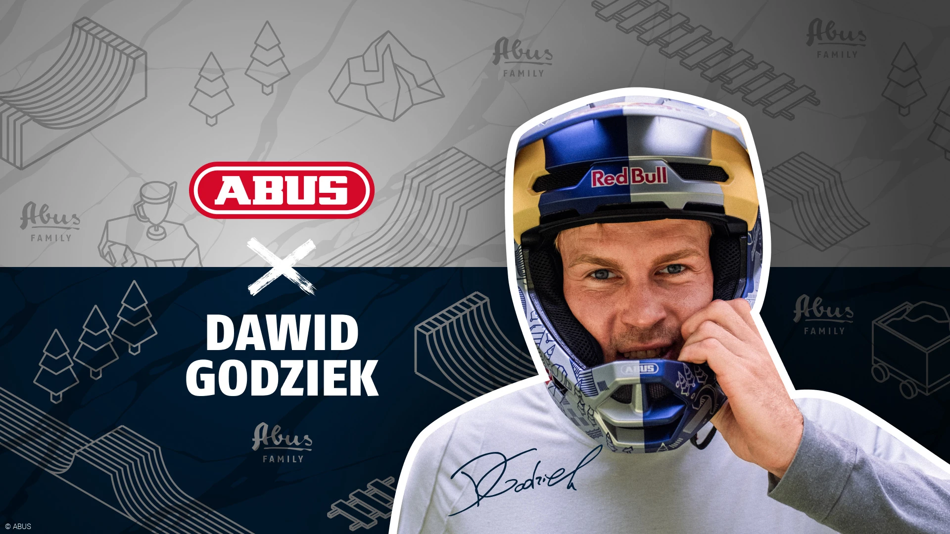Dawid Godziek, top-ranked mountain bike slopestyle and BMX rider, signs partnership with German security expert ABUS © ABUS Dawid Godziek, top-ranked mountain bike slopestyle and BMX rider, signs partnership with German security expert ABUS © ABUS