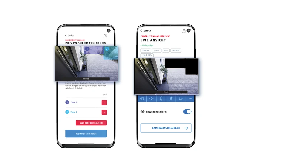 Bereiche, die nicht überwacht werden sollen, blenden Sie einfach über die Privatzonenmaskierung aus. © ABUS