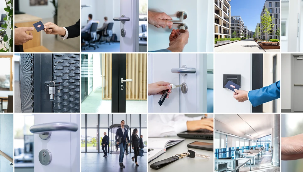 Collage mit Beispielen der verschiedenen Schließanlagen