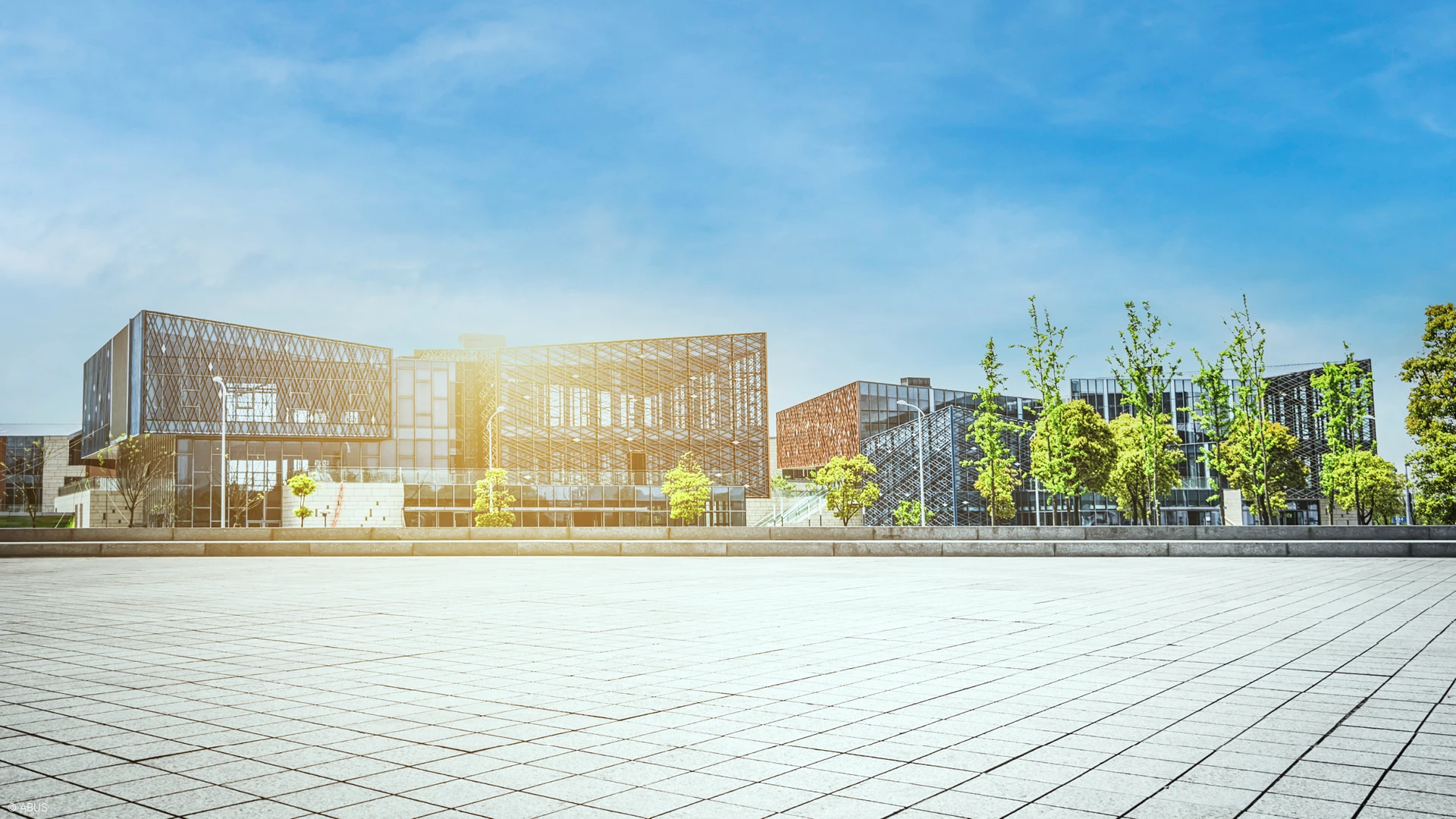 Uitzicht op verschillende moderne kantoorgebouwen