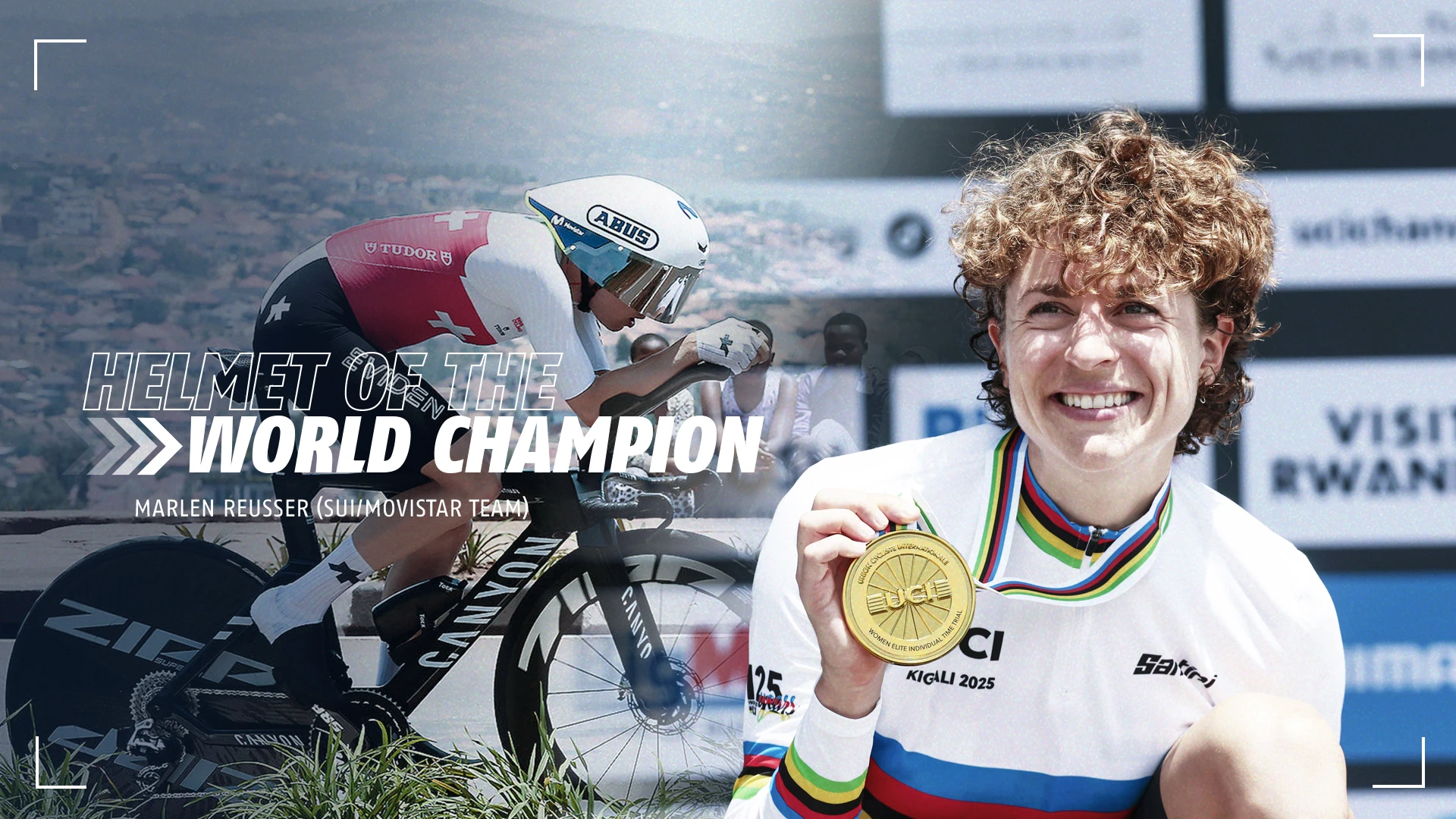 Marlen Reusser, Weltmeisterin im Zeitfahren mit dem TT Helm TimeShifter  © ABUS