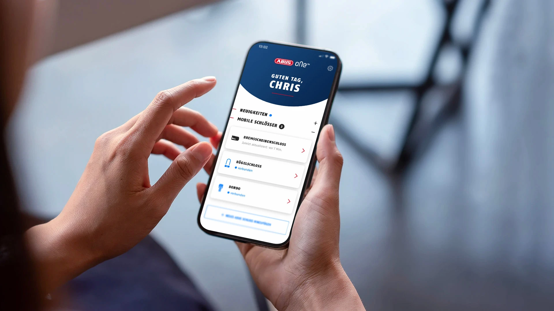 Die ABUS ONE App zeigt die Konnektivität zu den ABUS Fahrrad- und Motorradschlössern  © ABUS