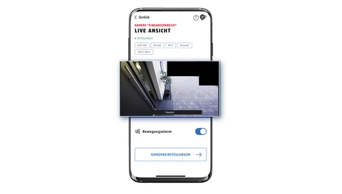 In der Liveansicht sind die ausgeblendeten Bereiche geschwärzt. © ABUS