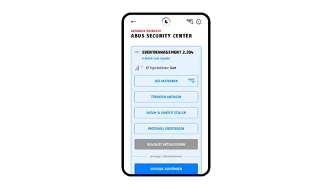 Ansicht des Smartphone-Displays mit der Aufgabenübersicht innerhalb der TECTIQ Admin App. © ABUS