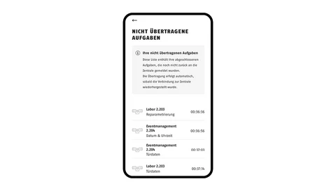 Anzeige nicht übertragener Aufgaben z.B. aufgrund eines Funklochs. © ABUS
