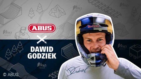 Dawid Godziek, top-ranked mountain bike slopestyle and BMX rider, signs partnership with German security expert ABUS © ABUS