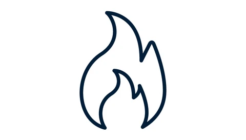 Fire icon: line drawing of a flame