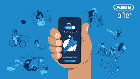 ABUS One-app i blå baggrund © ABUS ABUS One-app i blå baggrund © ABUS