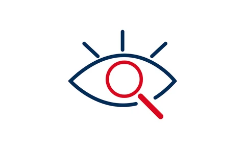 Lijntekening van een oog: de pupil is ook een vergrootglas.