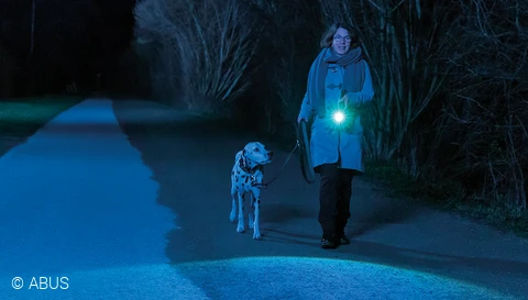 Le nostre leggere torce a LED SecLight in alluminio portano la luce nel buio © ABUS