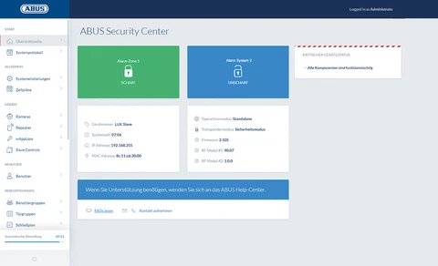 Dashboard mit den wichtigsten Infos im wAppLoxx Schließplan