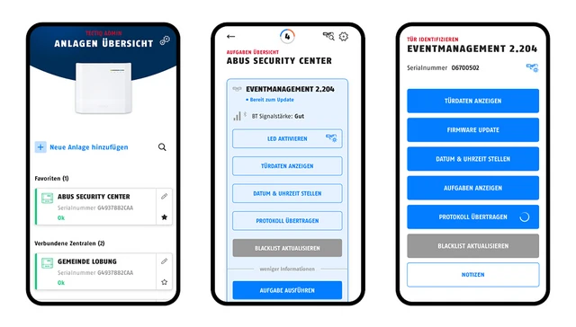 Ansicht der TECTIQ Admin App auf dem Smartphone © ABUS