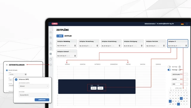 Schließplanansicht TECTIQ: Einrichten von Zeitplänen