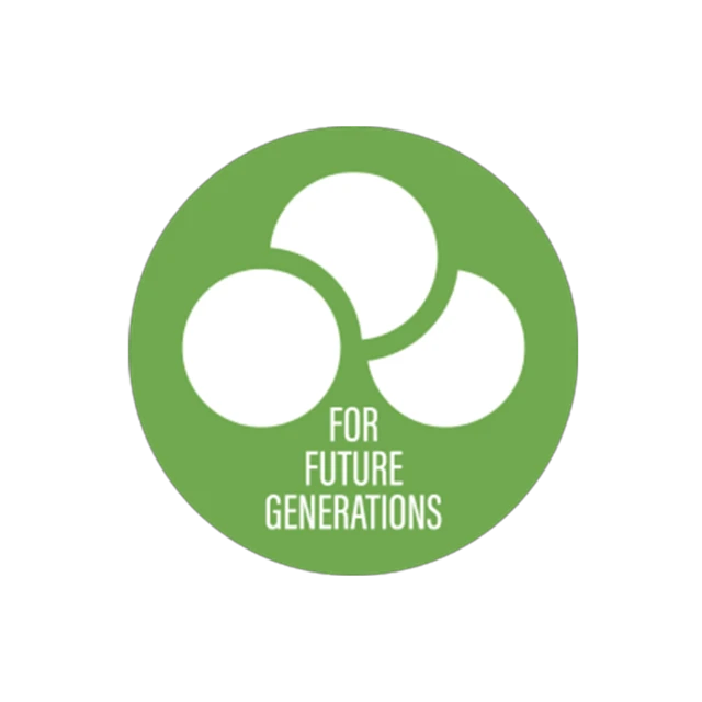 Illustration av ABUS hållbarhetskoncept med de tre övergripande temana miljö, ekonomi och sociala frågor med texten "För framtida generationer" © ABUS