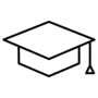 Strichzeichnung eines Doktorhutes; Icon für Academy