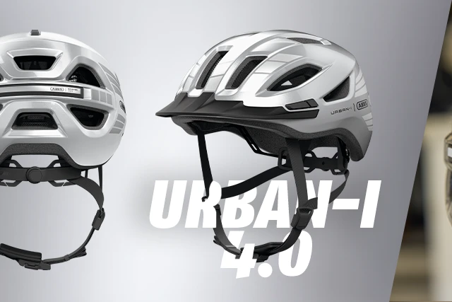 Product cutout of the Urban-I 4.0 LR urban bicycle helmet in Signal Silver © ABUS