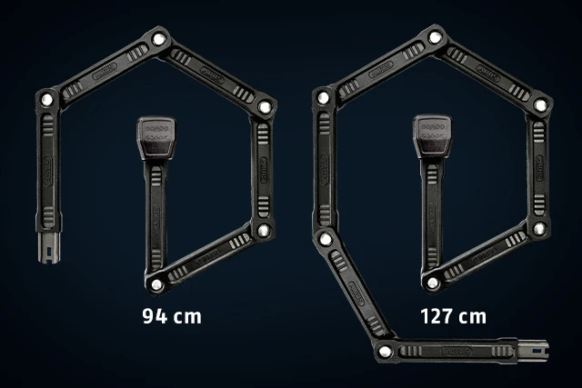 Elementy składane zamka BORDO 6200K w dwóch długościach 127 cm i 94 cm © ABUS