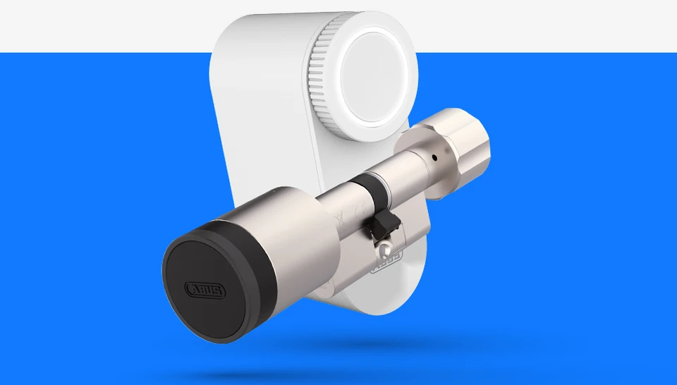 Commande intelligente de serrure de porte LOXERIS One et cylindre de porte intelligent CYLOX © ABUS