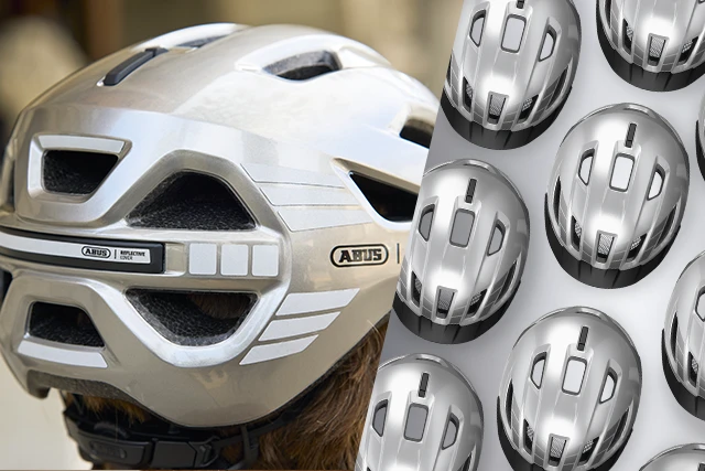 Produktfreisteller des urbanen Fahrradhelms Urban-I 4.0 LR in signal silver in Rückansicht © ABUS