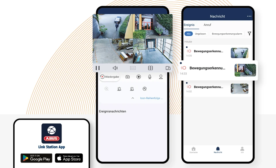 Live-Ansicht auf Smartphones über Link Station App.