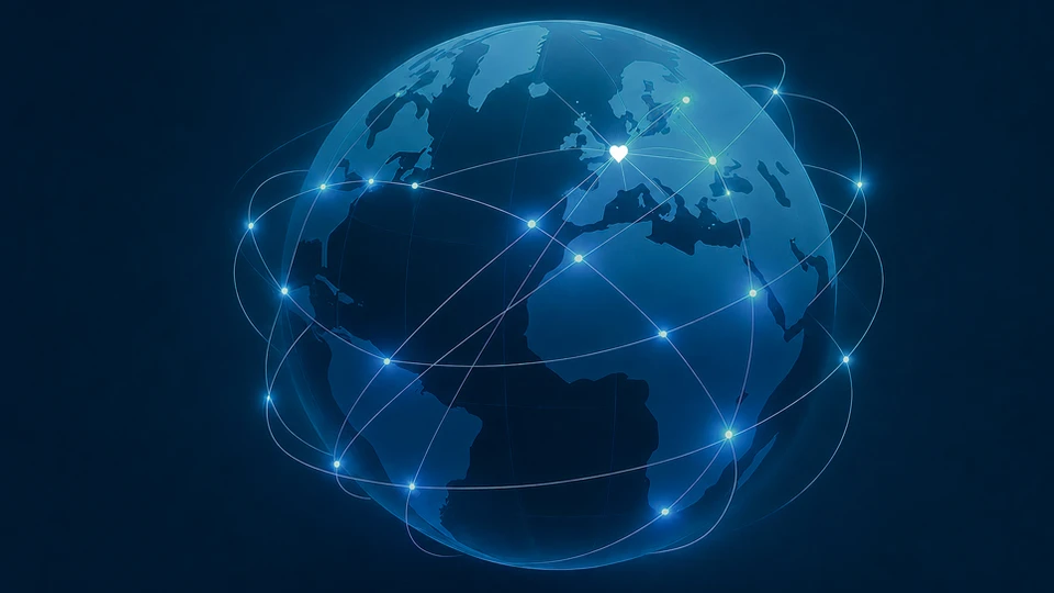 llustration einer vernetzten Weltkugel als Symbol für internationale Präsenz © ABUS