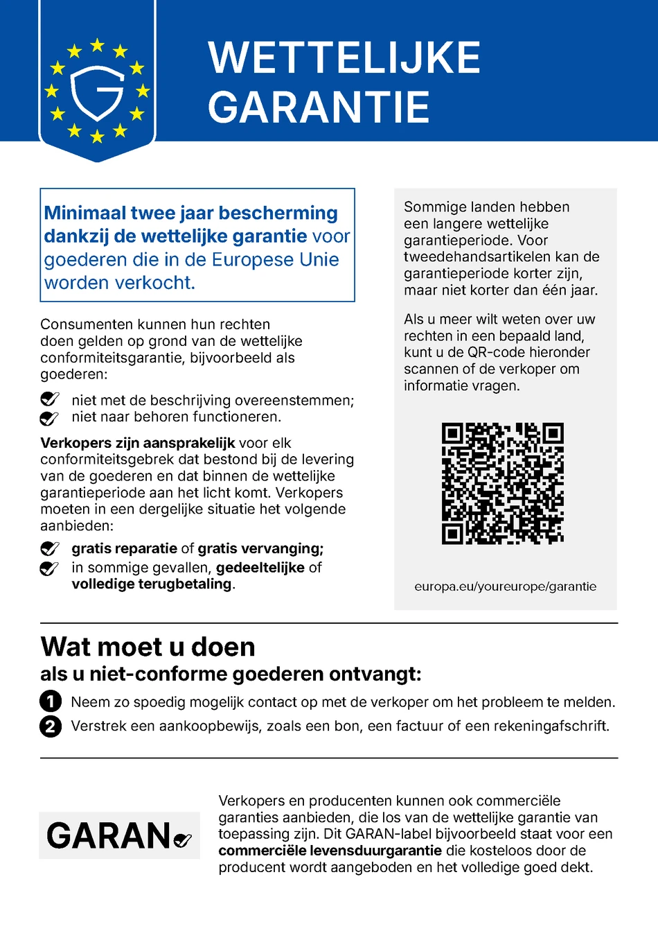 EU-informatie over wettelijke garantie