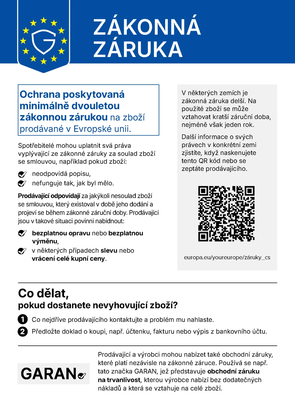 EU informace o z&aacute;konn&eacute; z&aacute;ruce