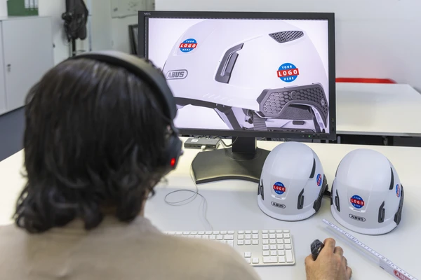 Design of PPE helmets with your own logo &copy; ABUS