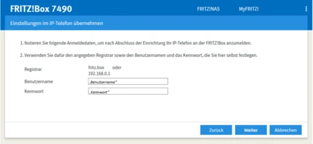 Maske Telefonieger&auml;te in der FritzBox! 7490 &copy; ABUS