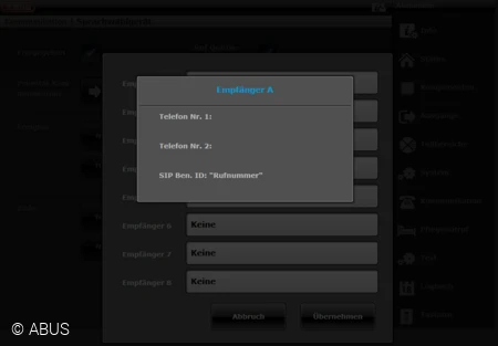 Festlegen der Empf&auml;nger in der gew&uuml;nschten Reihenfolge &copy; ABUS