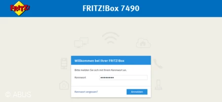 Fritz!Box 7490 Anmeldemaske © ABUS Fritz!Box 7490 Anmeldemaske © ABUS