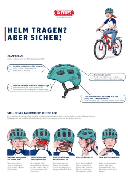 Titelbild einer Illustration zur richtigen Fahrradhelmeinstellung bei Kindern &copy; ABUS