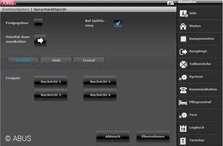 Anmeldung an der Web-Oberfl&auml;che der Secvest  &copy; ABUS