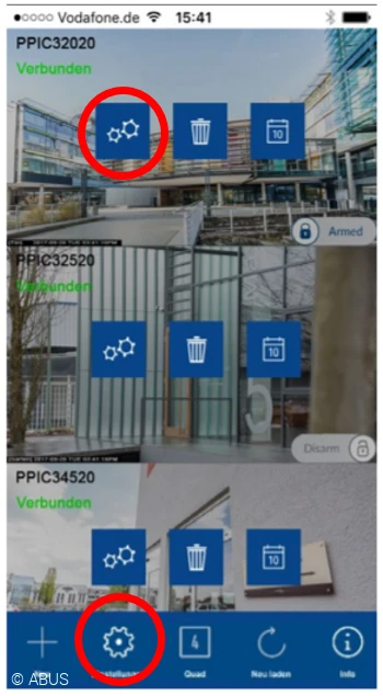 Pers&ouml;nliche Einstellungen in der App2Cam Plus &copy; ABUS