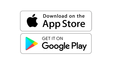 Logos f&uuml;r  Google Play und App Store
