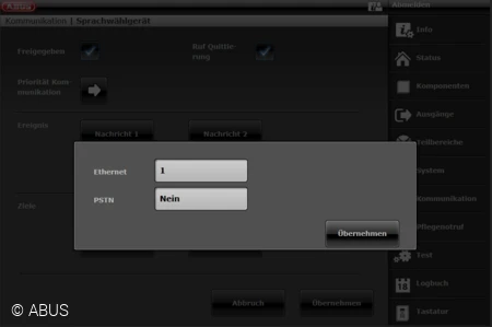 Weboberfläche der Secvest: Festlegung der Kommunikationsreihenfolge © ABUS Weboberfläche der Secvest: Festlegung der Kommunikationsreihenfolge © ABUS